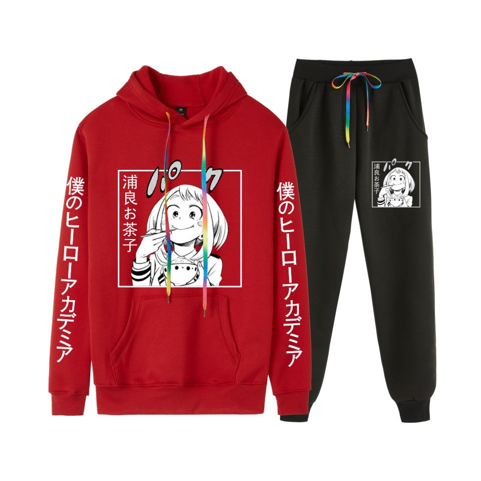 Men's Anime Casual Hoodie Trousers Suit