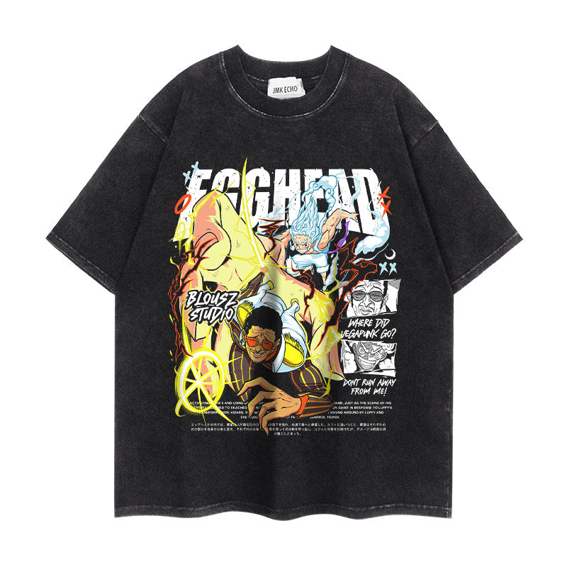Trendy Luffy Cotton Washed Short-sleeved T-shirt
