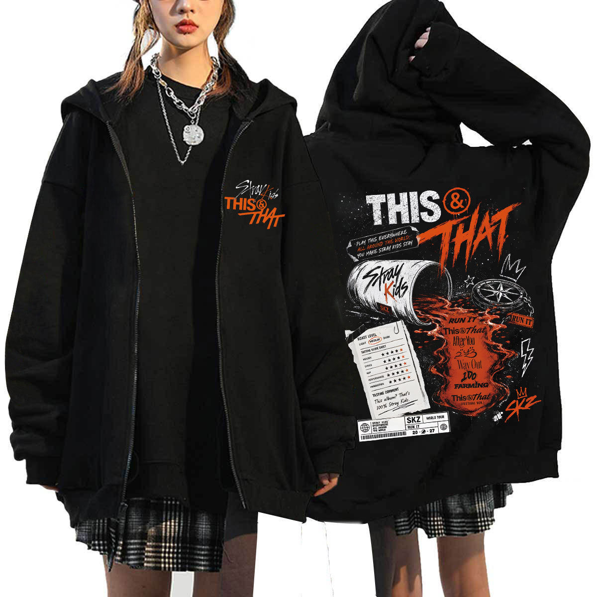 SKZ This & That Tracklist Print Zip Up Hoodie