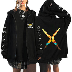 Casual Anime Printed Zipper Cardigan Hoodie