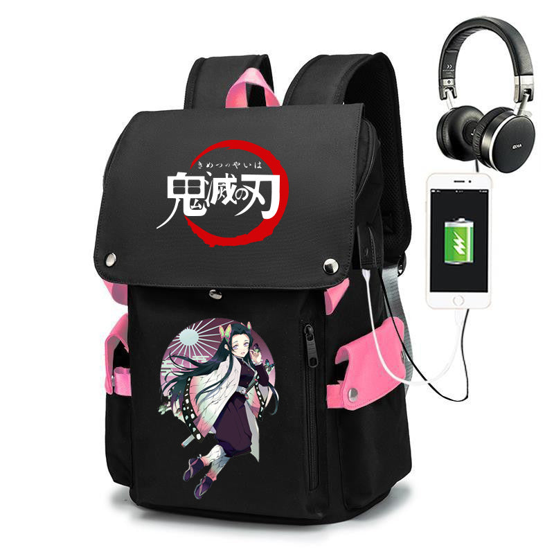 Casual Anime Tanjiro Printed Black Backpack