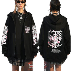 Unisex Anime Graphic Printed Zipper Fhoodie