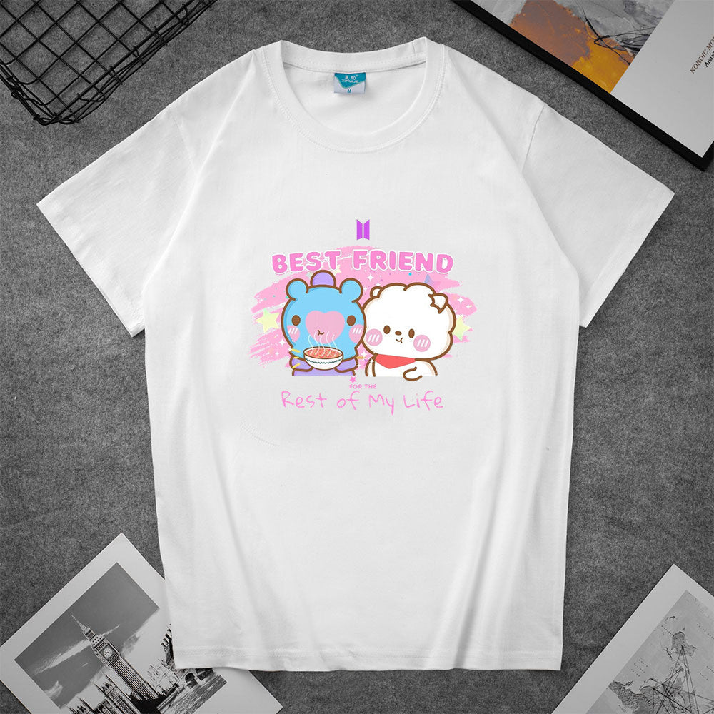 Cute Kpop Cartoon Casual Short Sleeve T-shirt