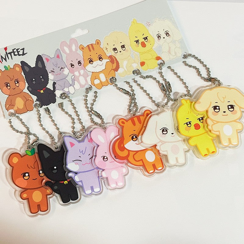 ATE Cartoon Doll Acrylic Pendant Keyring Set
