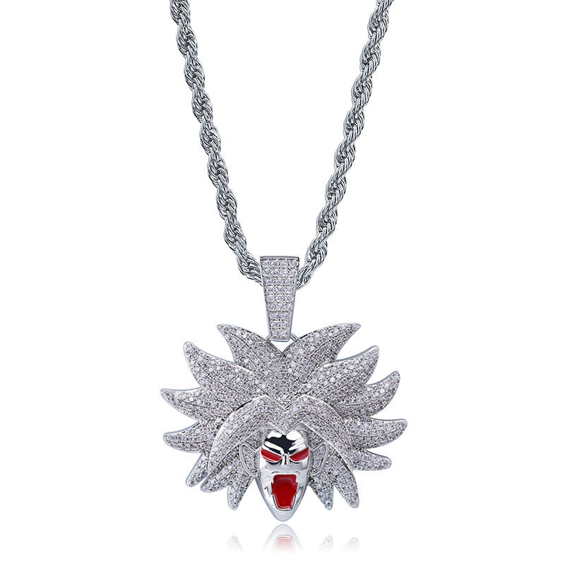 Trendy Anime Pendant Inlaid Zircon Necklace