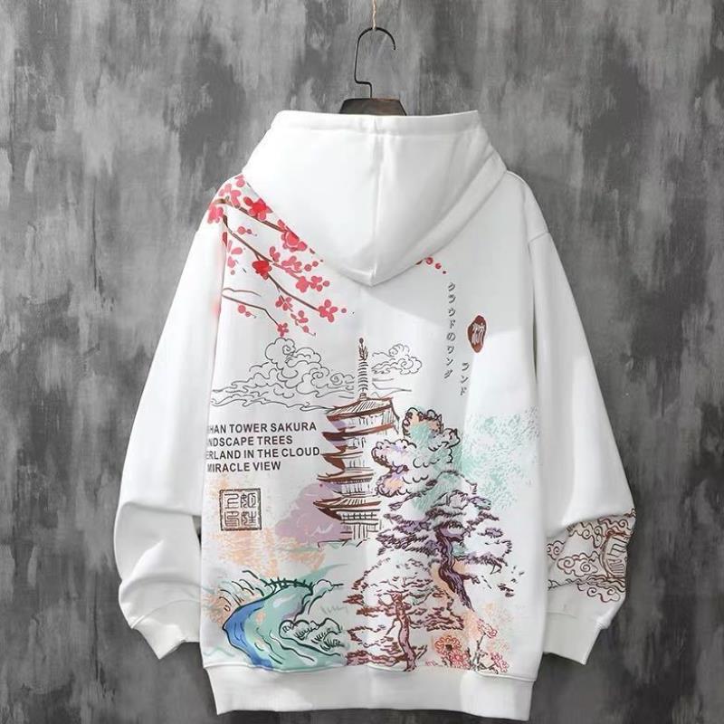 Trendy Men's Floral Loose Pullover Hoodie