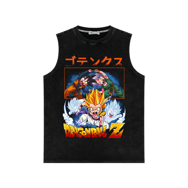 Retro Anime Washed Loose Sleeveless Vest