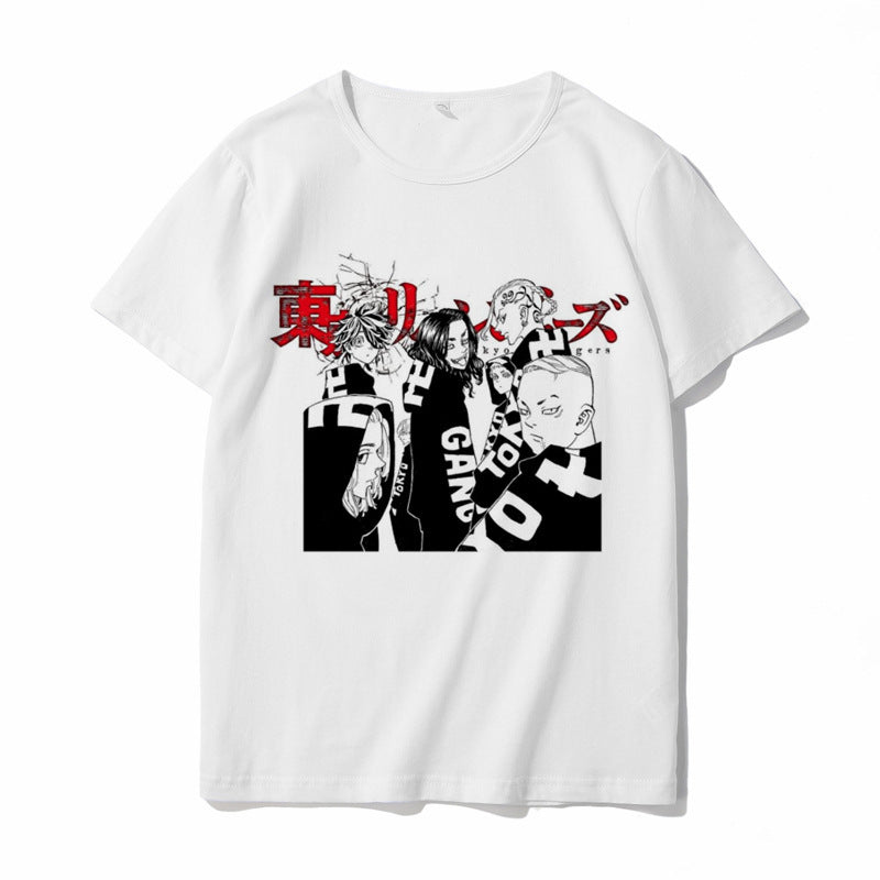 Trendy Tokyo Anime Print Loose Short-sleeved T-shirt