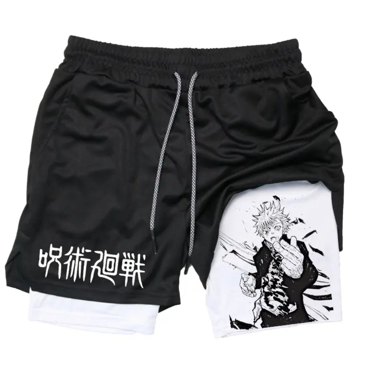 Anime Printed Double-layer Fitness Casual Shorts