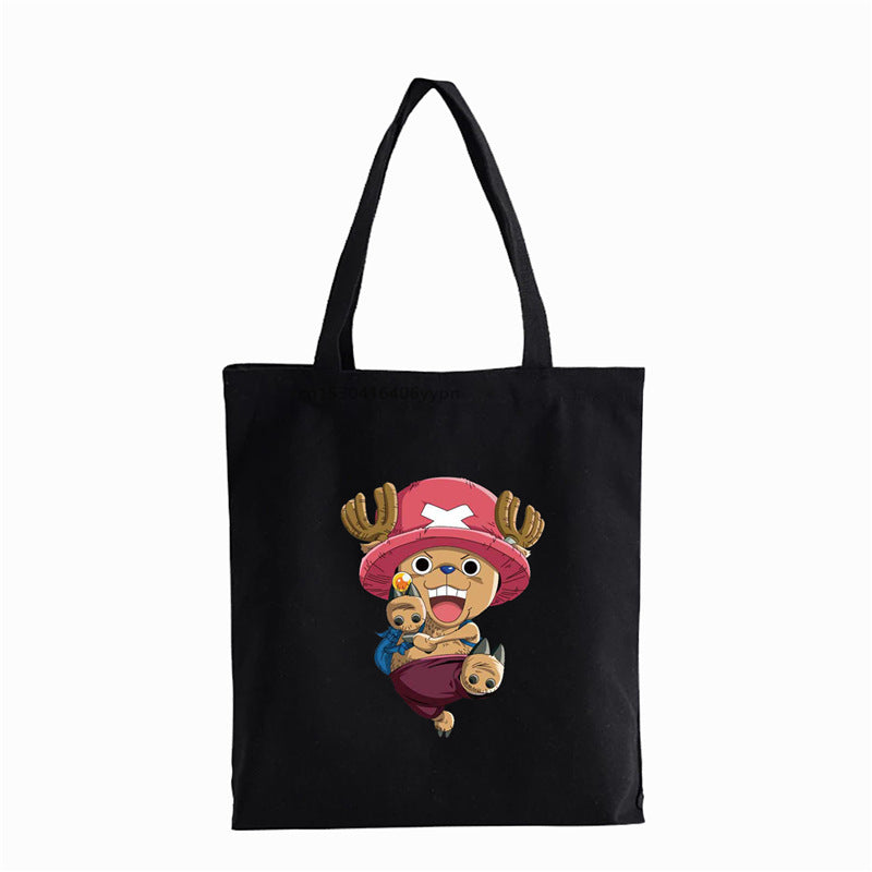 Trendy Luffy Printed Canvas Shoulder Tote Bag