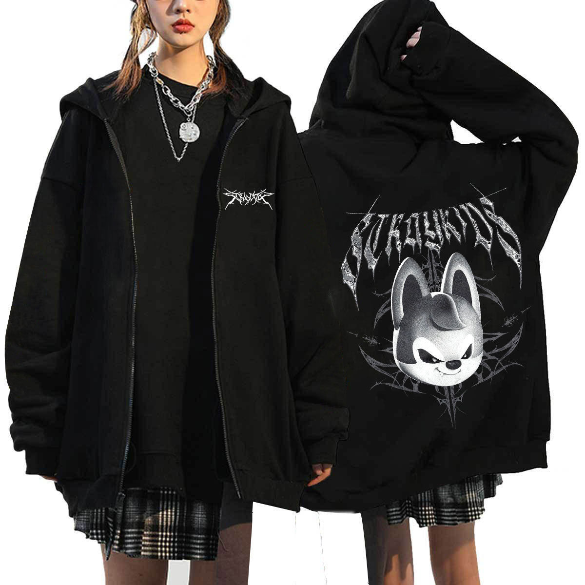 Casual KPOP Dominate Printed Zipper Hoodie