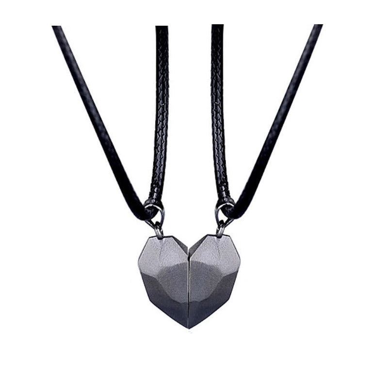 Versatile Magnetite Heart-shaped Couple Necklace