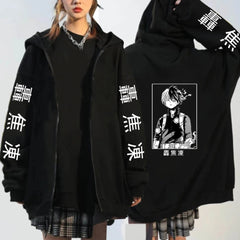 Unisex Anime Printed Zipper Pullover Hoodie