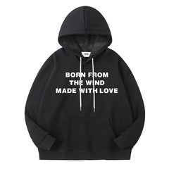 Jiwoo Letter Print Loose Hoodie Top