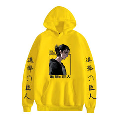 Casual Anime Pattern Print Pocket Drawstring Hoodie