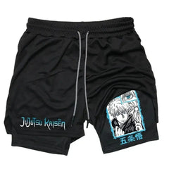 Men's Casual Gojo Print Summer Double-layer Shorts