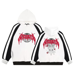 KPOP Evil Doll Print Color Block Hoodie