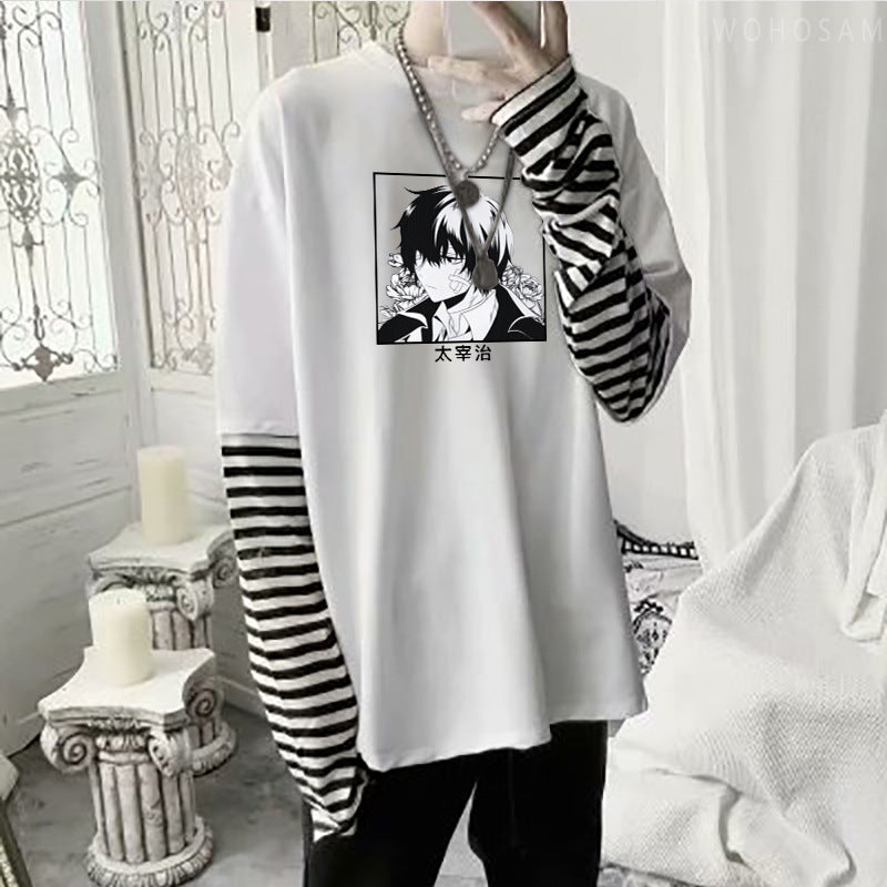 Dazai Anime Printed Fake Two-piece T-Shirt