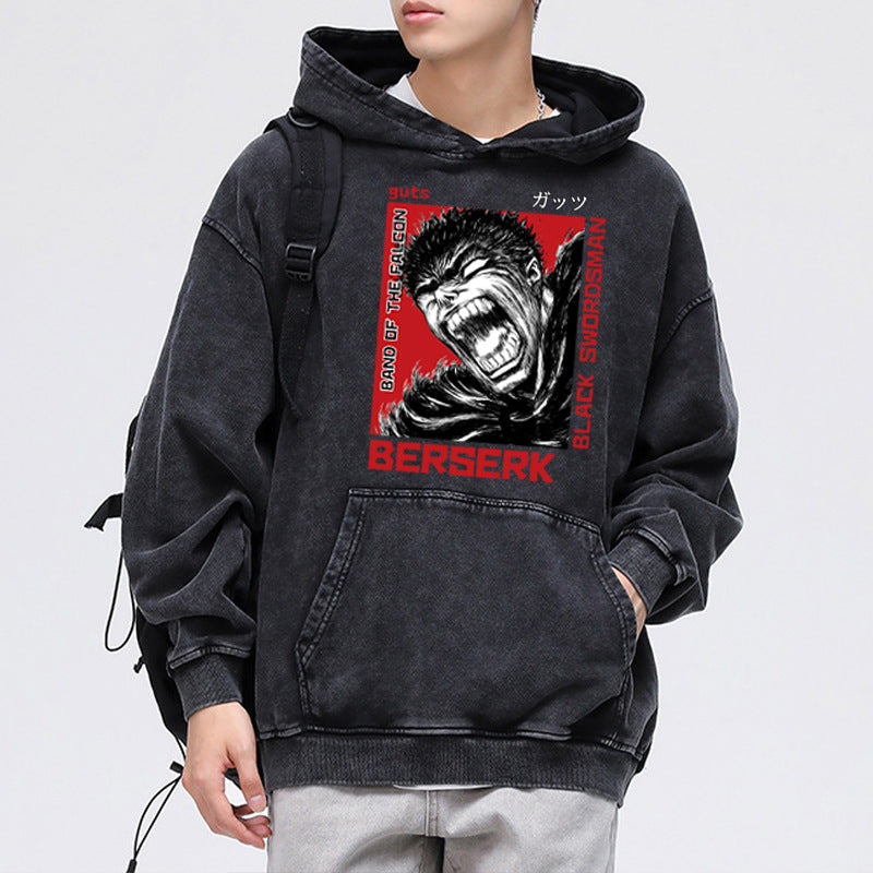 Vintage Trendy Anime Washed Men's Hoodie