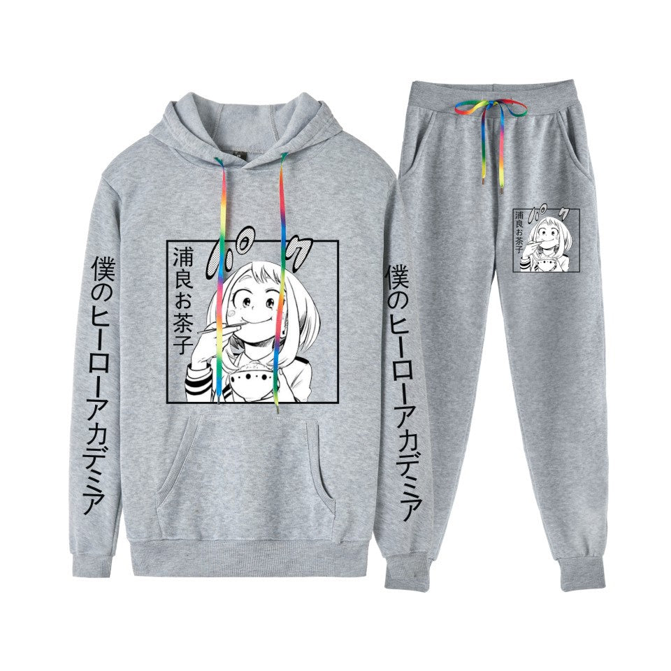 Men's Anime Casual Hoodie Trousers Suit
