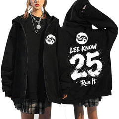 SKZ World Tour Run It Number Print Zip-up Hoodie