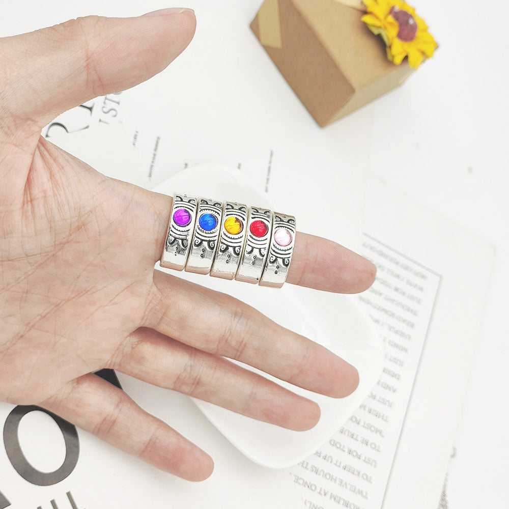 Anime Gem Pendant Necklace Ring Set
