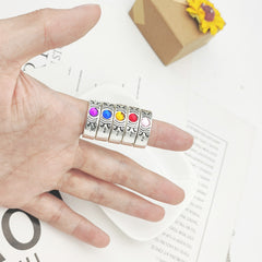 Anime Gem Pendant Necklace Ring Set