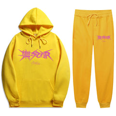 Unisex Kpop Letter Print Hoodie Straight Pants Set