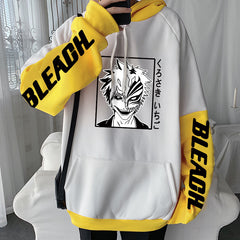 Unisex Color Block Anime Casual Hoodie