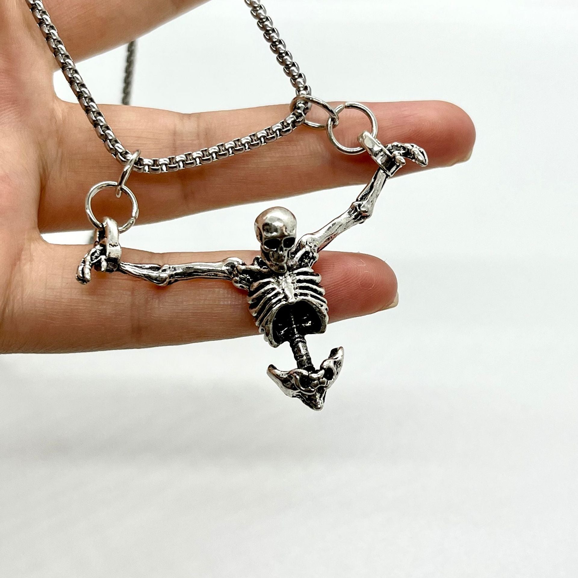 Retro Skull Bone Pendant Necklace