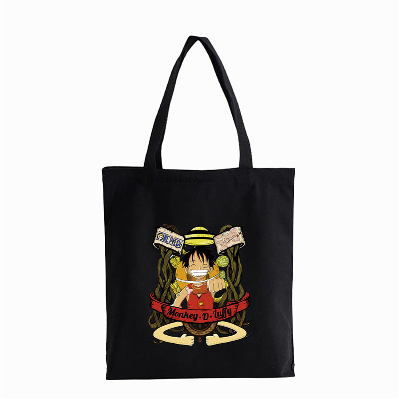 Trendy Luffy Printed Canvas Shoulder Tote Bag