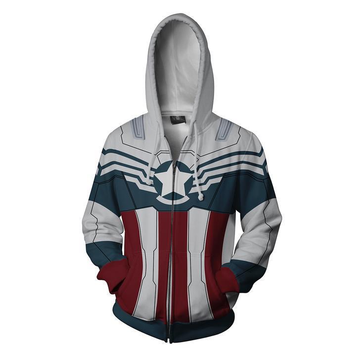 Cool Unisex Captain America Printed Cosplay Hoodie