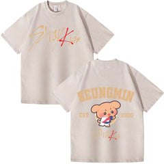 KPOP SEUNGMIN Short-sleeved Washed T-shirt