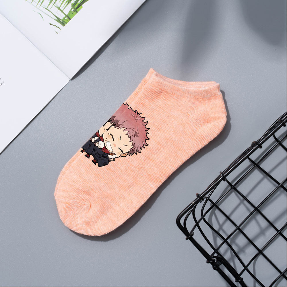 Casual Anime Cotton Breathable Boat Socks