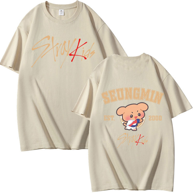 Kpop Cartoon Print Summer Short-sleeved T-shirt