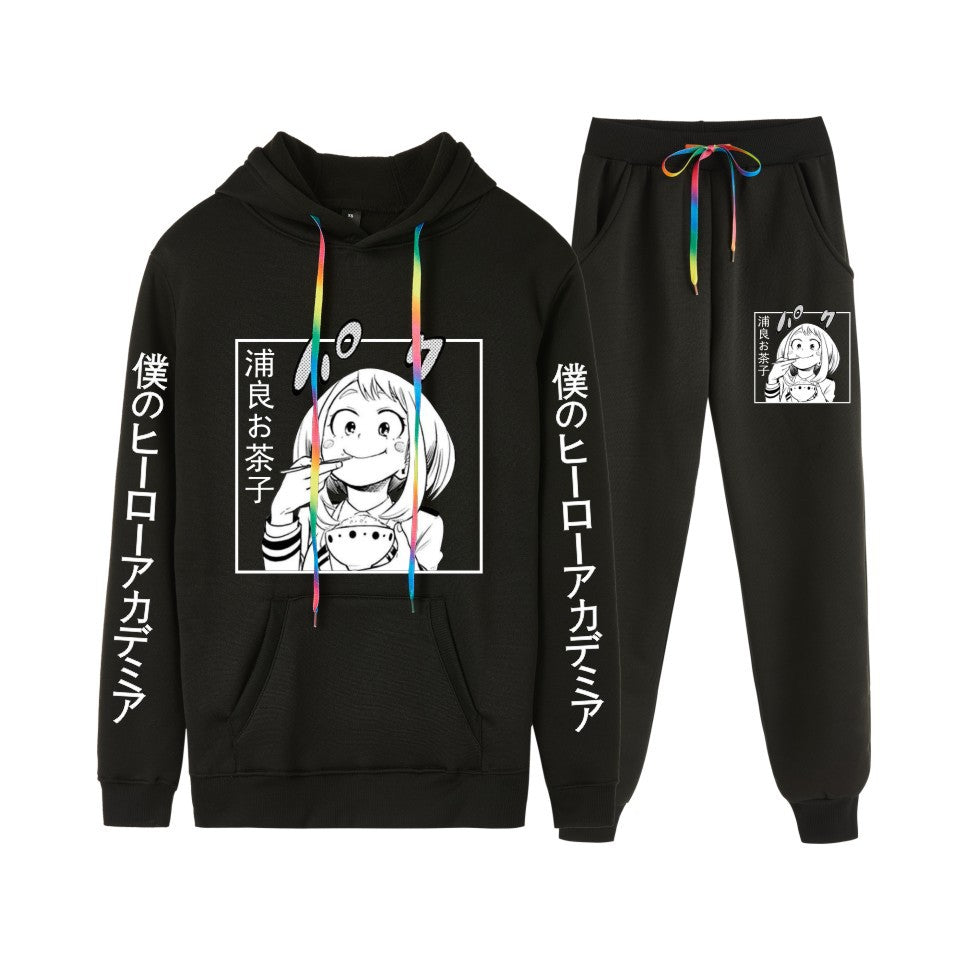 Men's Anime Casual Hoodie Trousers Suit