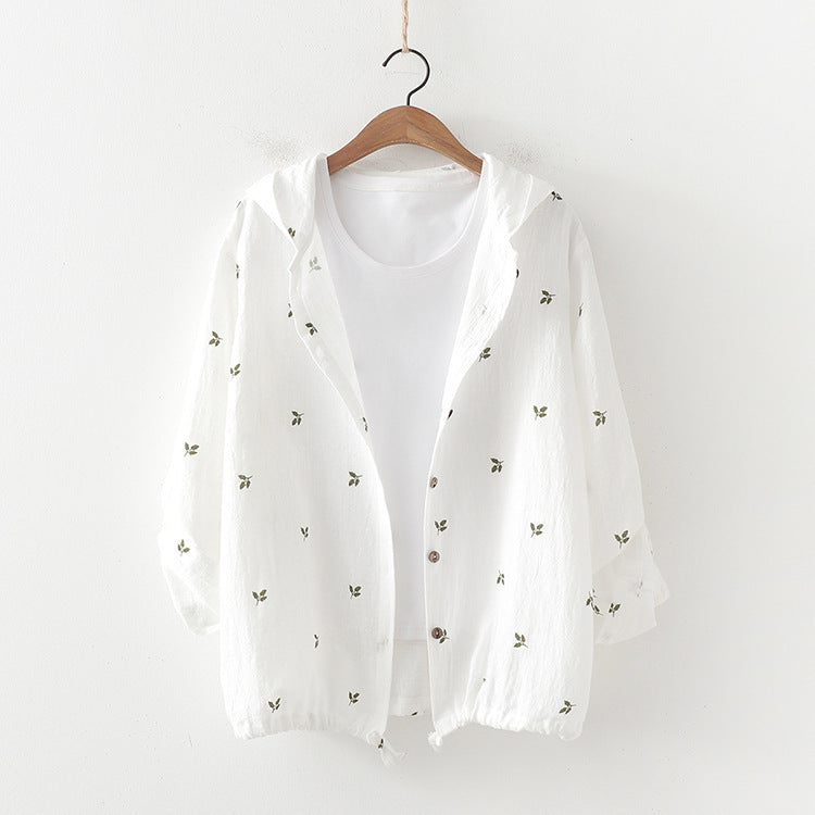 Cartoon Leaf Print Sunscreen Thin Coat