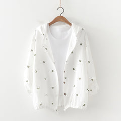 Cartoon Leaf Print Sunscreen Thin Coat