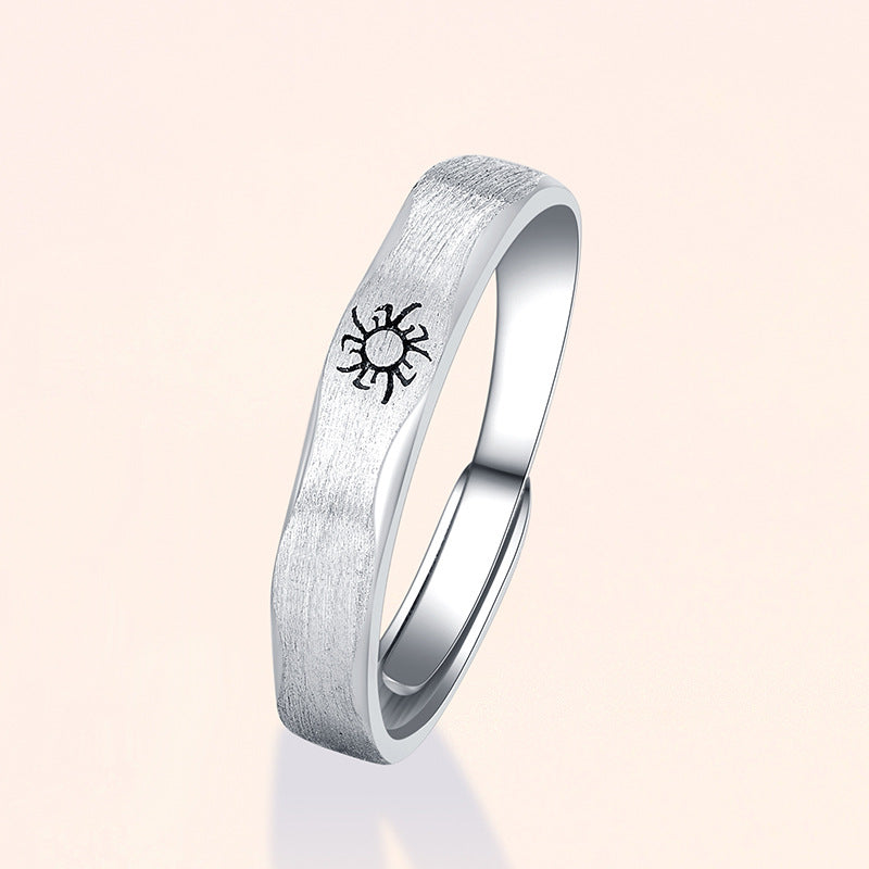 Sun and Moon Silver Couple Ring