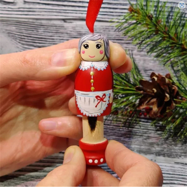 Funny Santa Christmas Tree Wooden Pendant