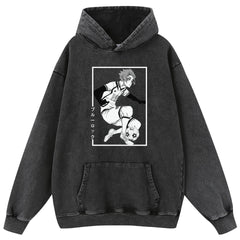 Retro Anime Washed Cotton Loose Hoodie