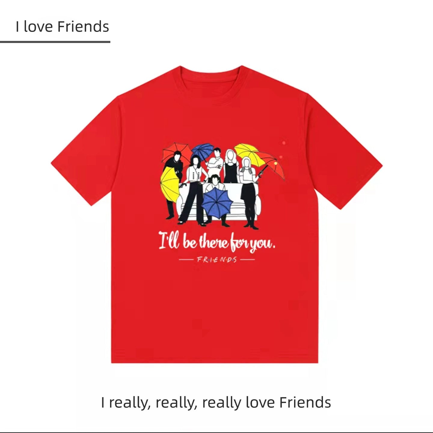 Unisex Casual Friends Letter Loose T-shirt