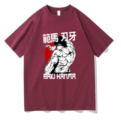 Unisex Casual Baki Hanma Print Loose Tee