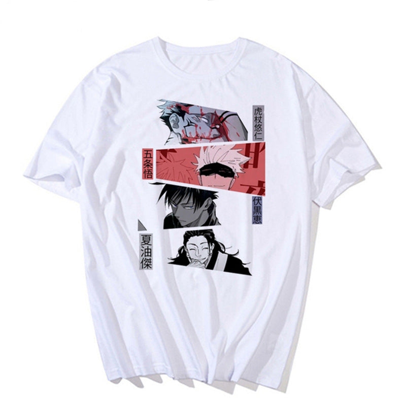 Men's Anime Printed Loose Crew Neck T-shirt