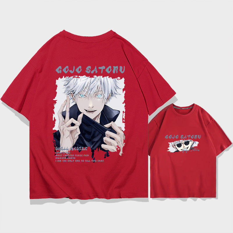 Trendy Men's Anime Cotton Half-sleeved T-shirt