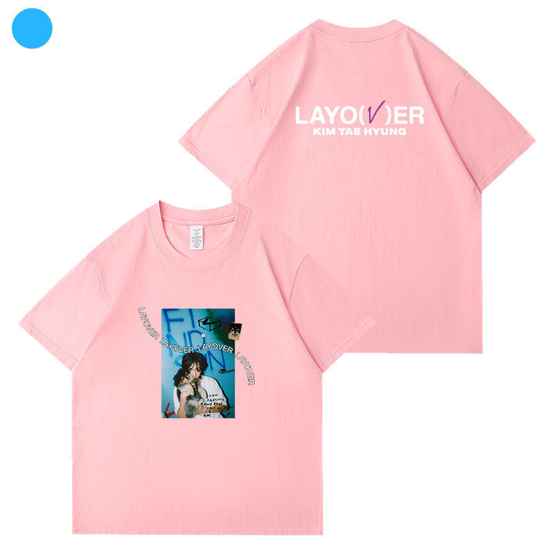 Trendy Kpop Layover Short-sleeved Loose T-shirt