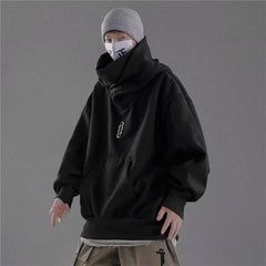 Men's Embroidery Turtleneck Kangaroo Pocket Hoodie