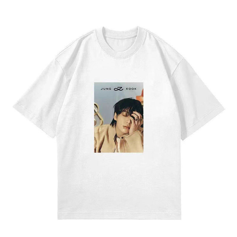 Unisex Kpop Pattern Cotton Loose T-shirt