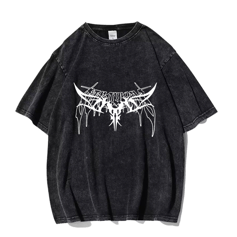Retro KPOP Graphic Washed T-shirt