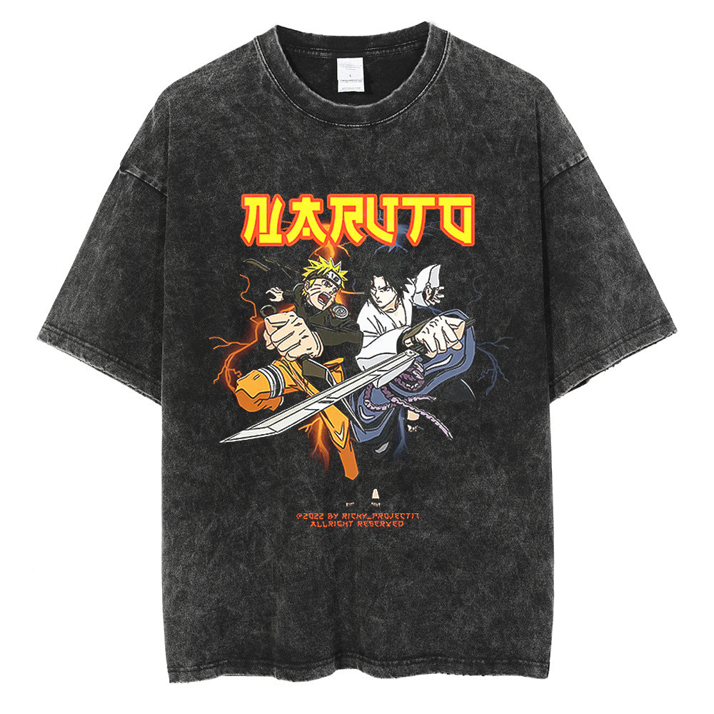 Retro Washed Anime Short Sleeve T-Shirt